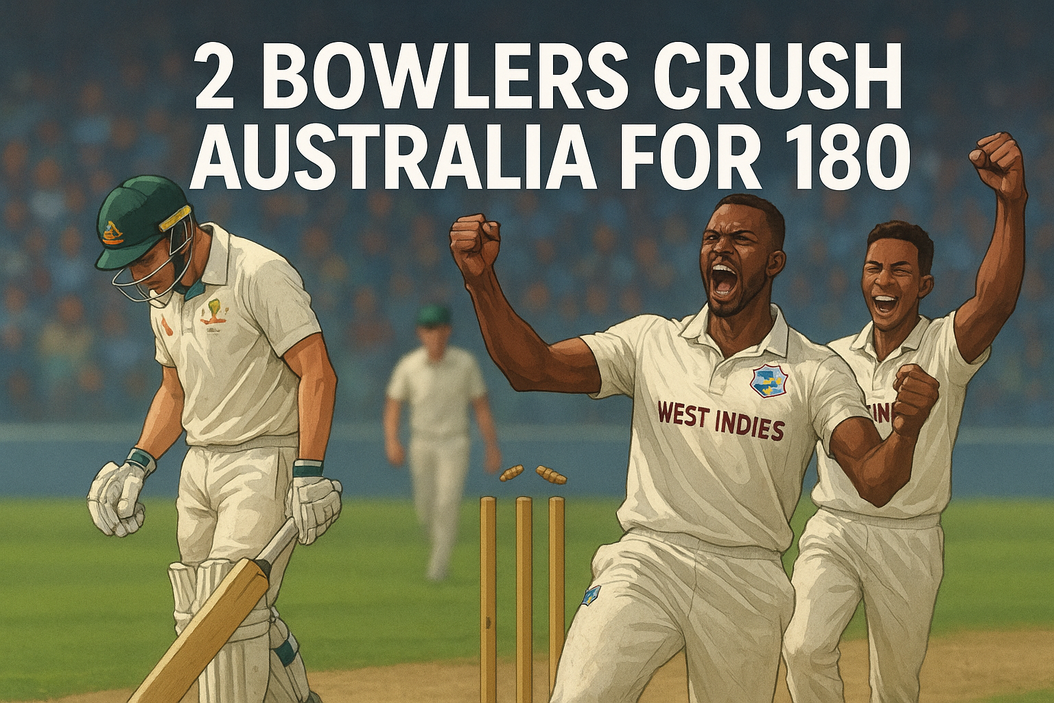 2 Bowlers Crush Australia for 180
