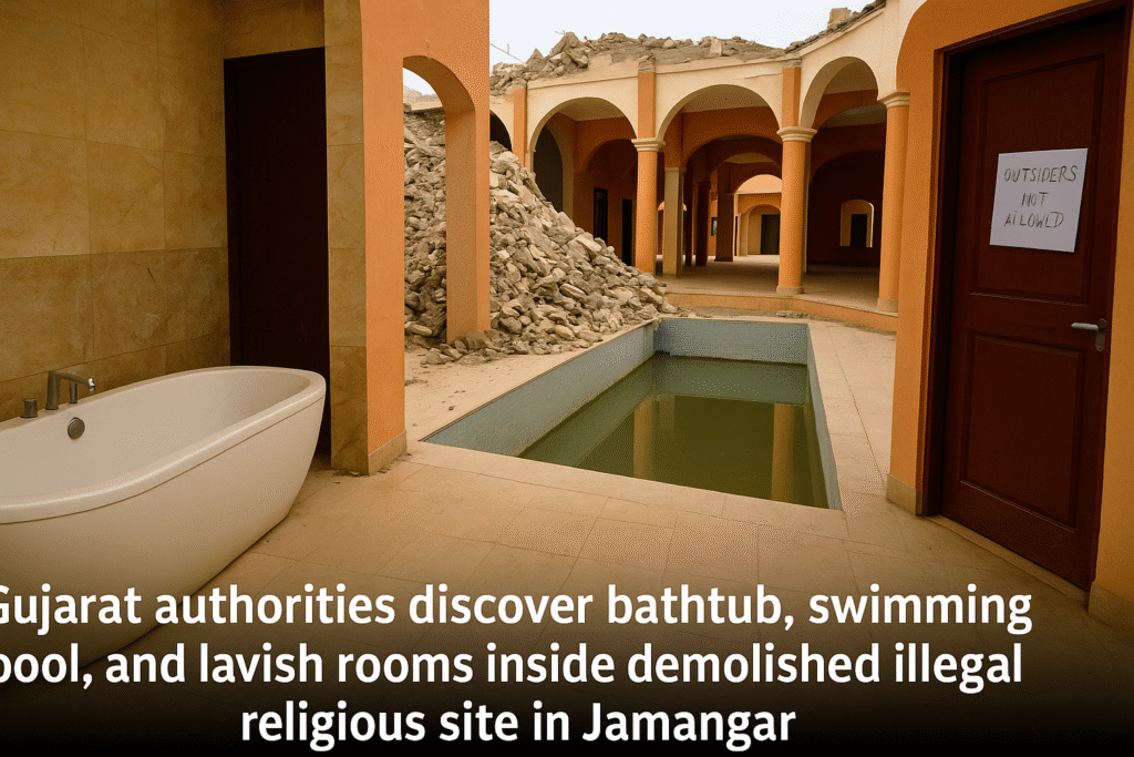 Gujarat Authorities Discover Bathtub, Swimming Pool in Illegal Religious Structure Gujarat Authorities Discover Bathtub