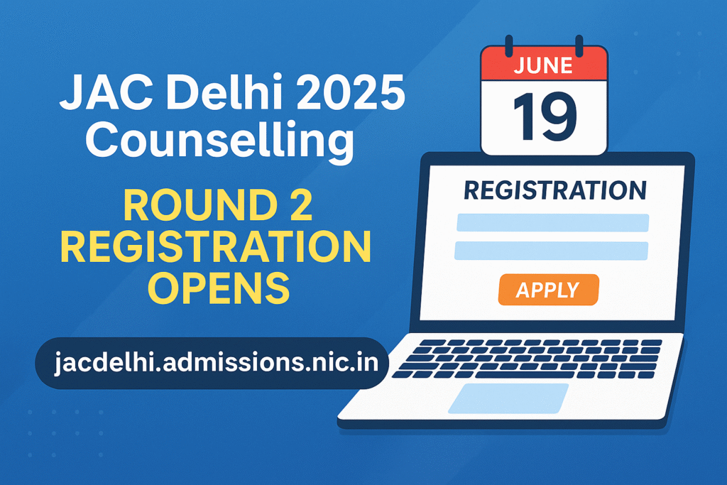 JAC Delhi 2025 Counselling: Round 2 Registration Begins at jacdelhi.admissions.nic.in JAC Delhi 2025 Counselling