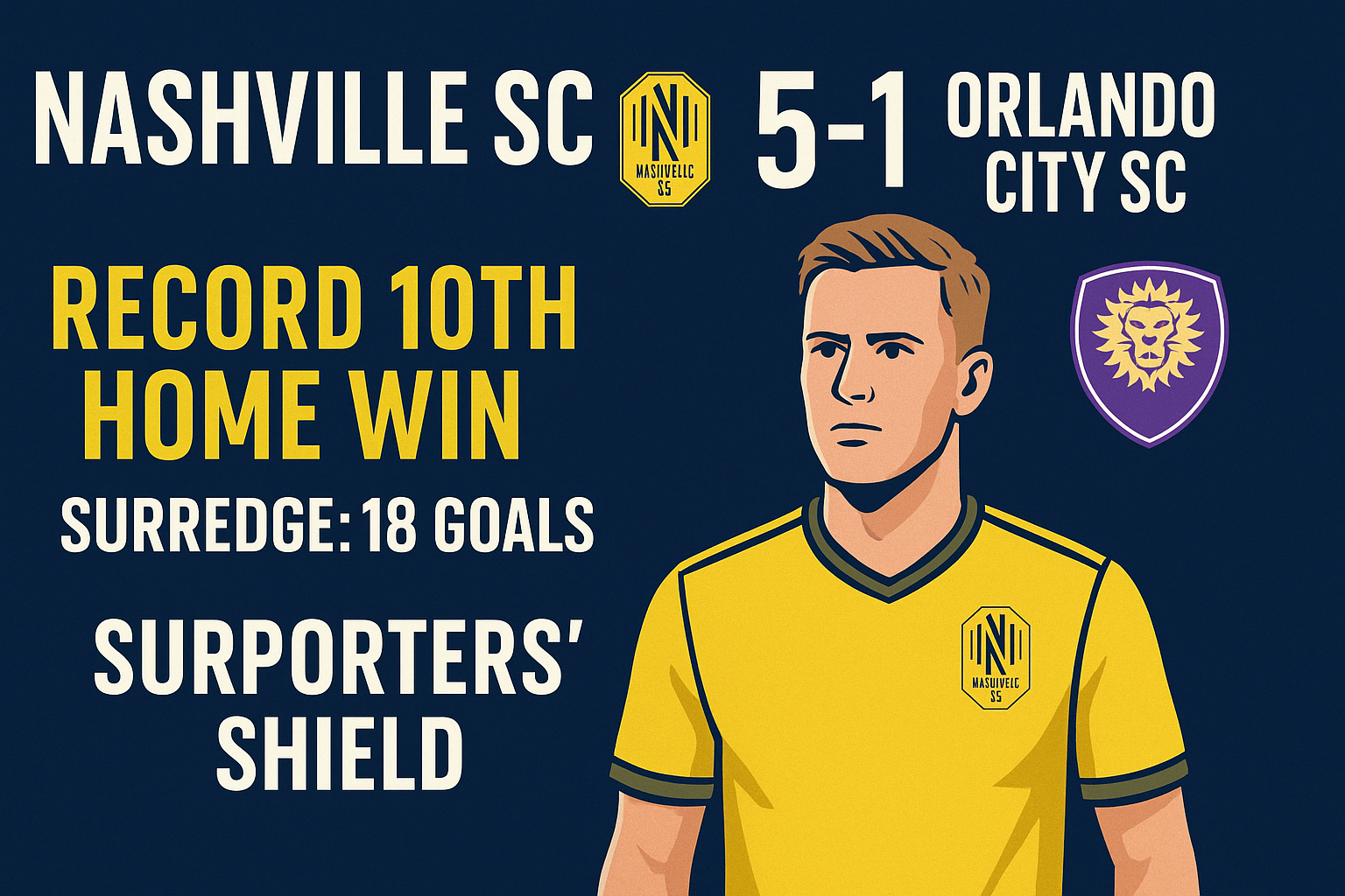 Nashville SC Crush Orlando City 5–1 Record 10th Home Win Fuels Supporters’ Shield Dream