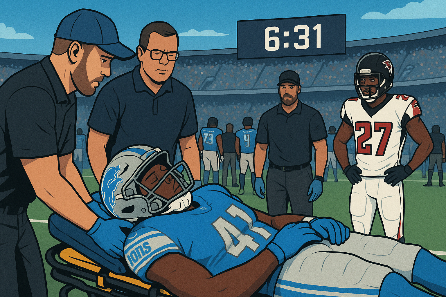 Courage Shines as Lions-Falcons Game Pauses